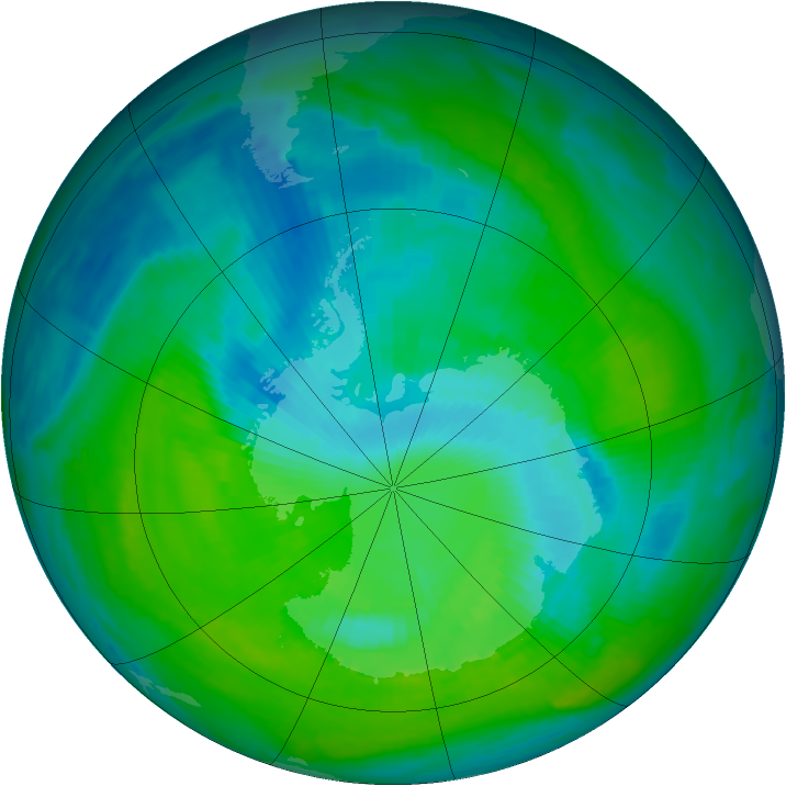 Antarctic ozone map for 18 December 1996